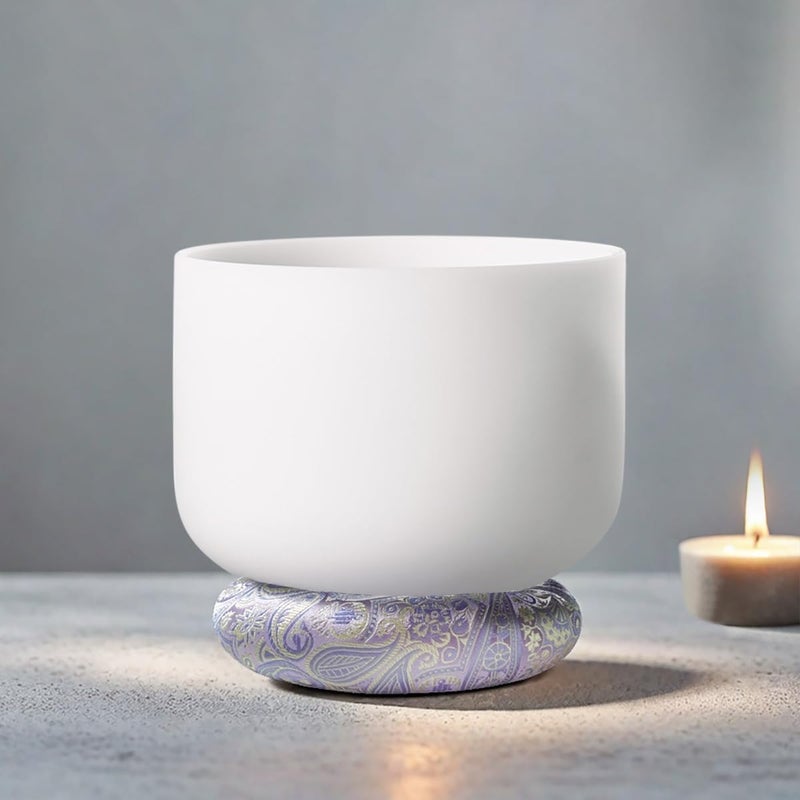 UPCEED Singing Bowl Cushion for Tibetan Singing Bowls, Handmade Silk Brocade Round Cushion Pillow for Sound Healing and Crystal Sound Bowls Accessories(Violet,6.7 Inch) - Image 5